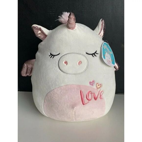 Squishmallow Raquel Pegacorn Valentine’s Love 12” Kellytoy 2021 Soft Pink NWT - Picture 2 of 8